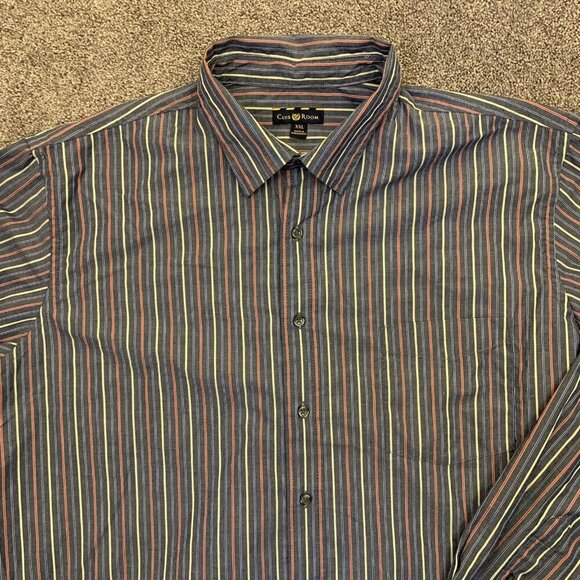 Club Room Men's Button Up Shirt Size XXL Gray Striped Long Sleeves GUC - Picture 3 of 10